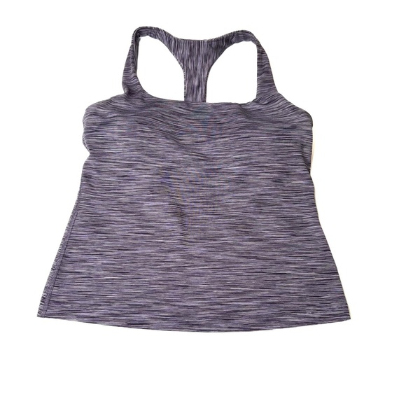 Athleta Top Transcend Scoop Support Top Built in Bra Gray Purple - Picture 2 of 6
